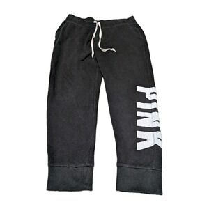 Victoria Secret PINK Pure Everyday Fleece Black JOGGER Large